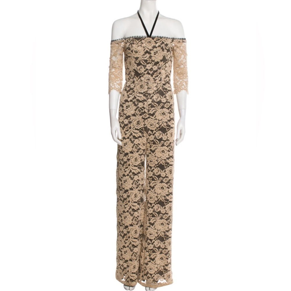 Alexis Lace Off-Shoulder lined Jumpsuit halter